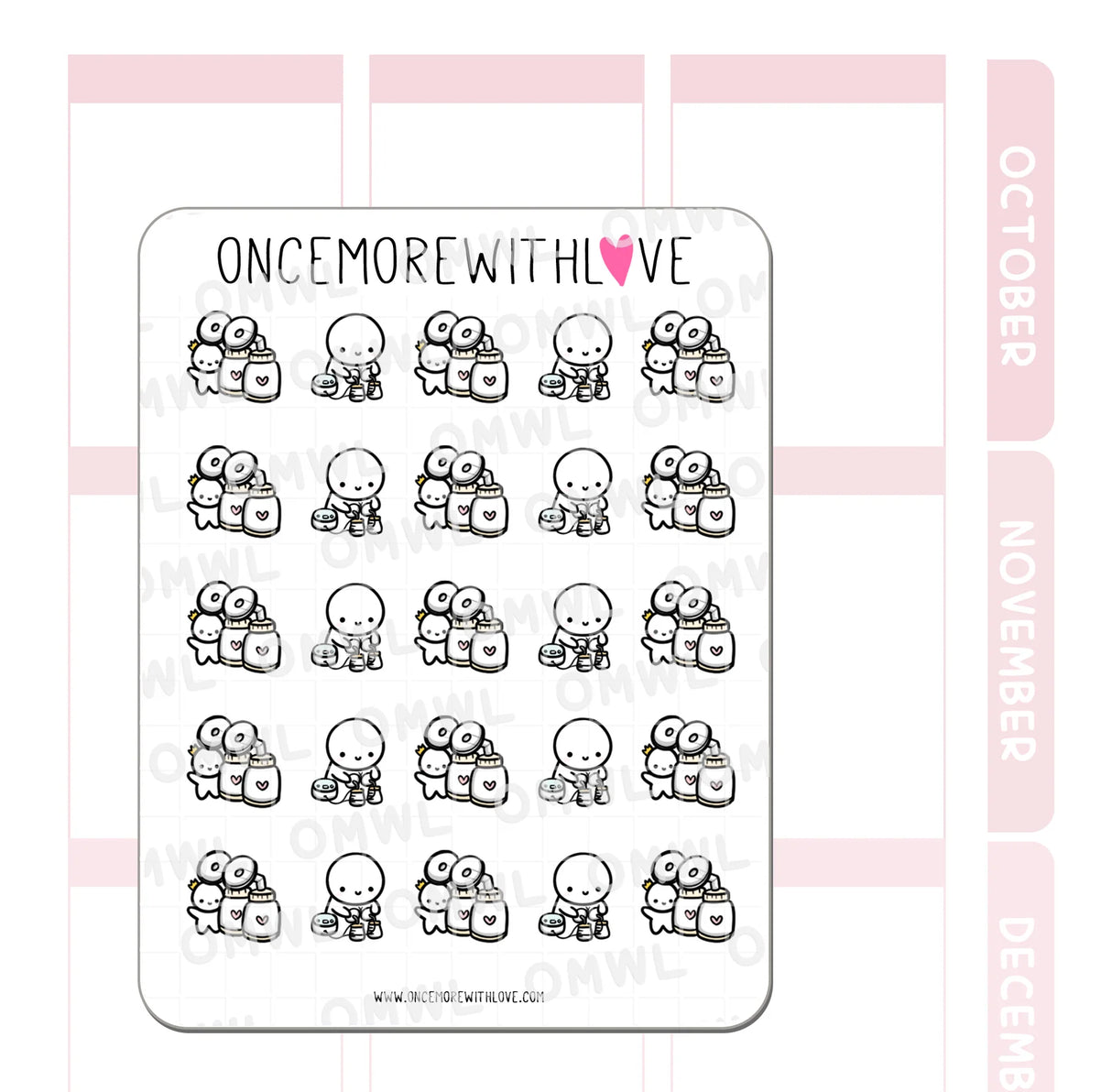 Once More With Love - M1145 Breastpump Sticker Sheet
For my pumping mamas!