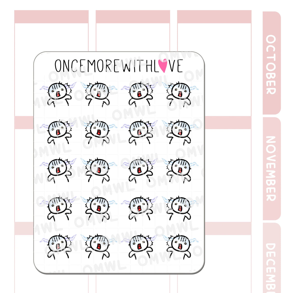 Once More With Love - M1479 Shocked Realization Sticker Sheet
Ackkkk! This is my attempt at shocked realization... like when I see my toddler had picked up a random pop can from the ground and is trying to drink it. OMG...!