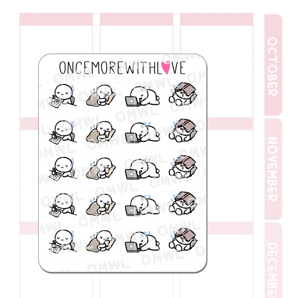 Once More With Love - M1485 Oops I Fell Asleep Sticker Sheet
...wait wait... what just happened? Did I doze off again!!