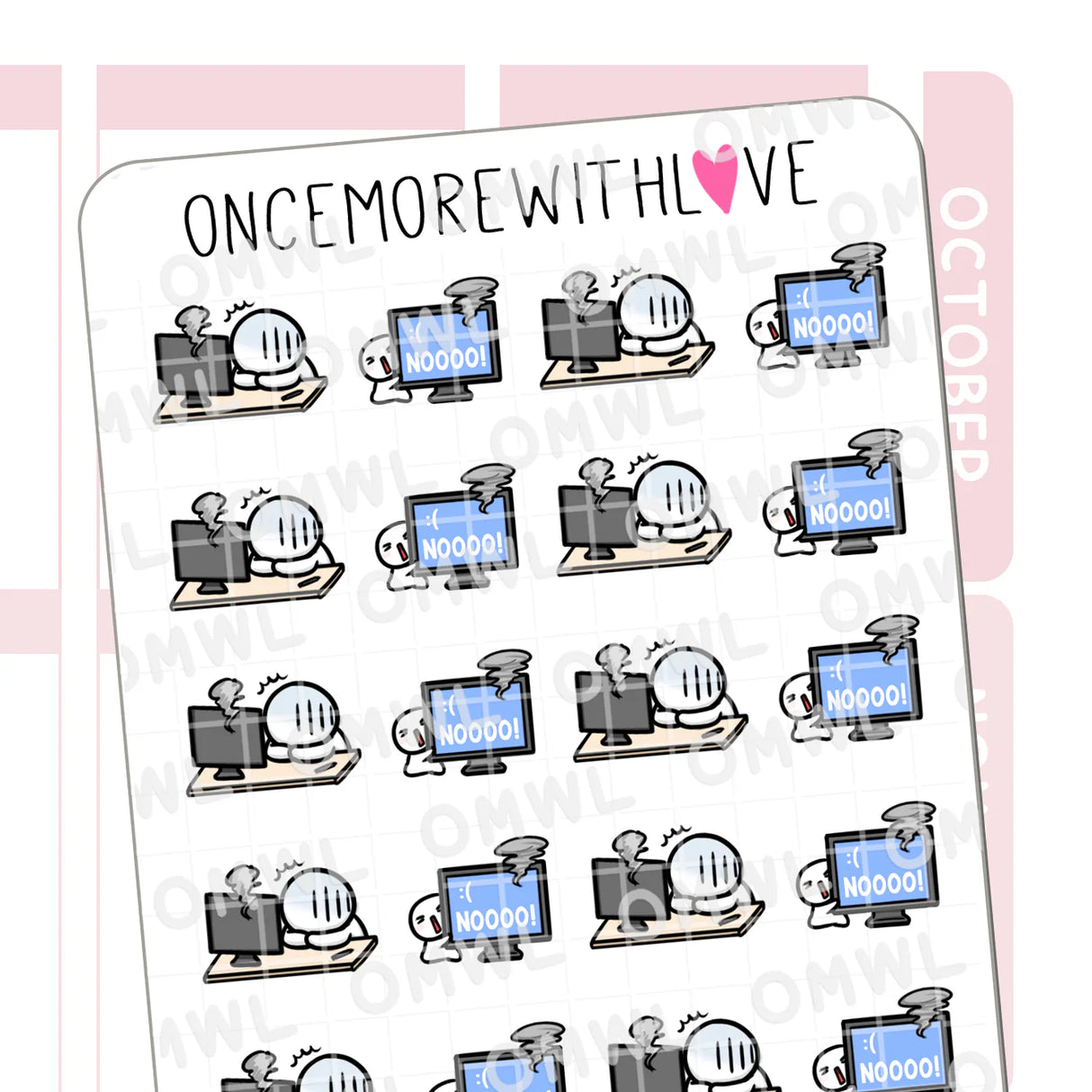 Once More With Love - M1493 Blue Screen of Death Sticker Sheet
A sticker sheet for when you wish Ctrl+Alt+NOPE could revive the blue screen of death...