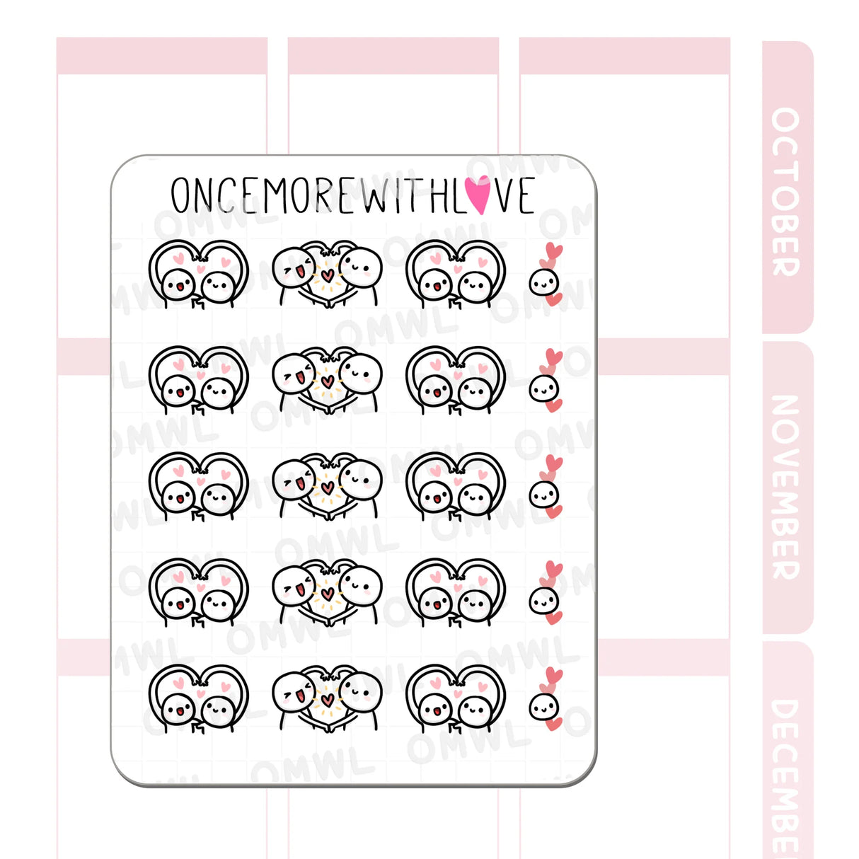 Once More With Love - M1502 Hearts Together Sticker Sheet
Together - we have love.