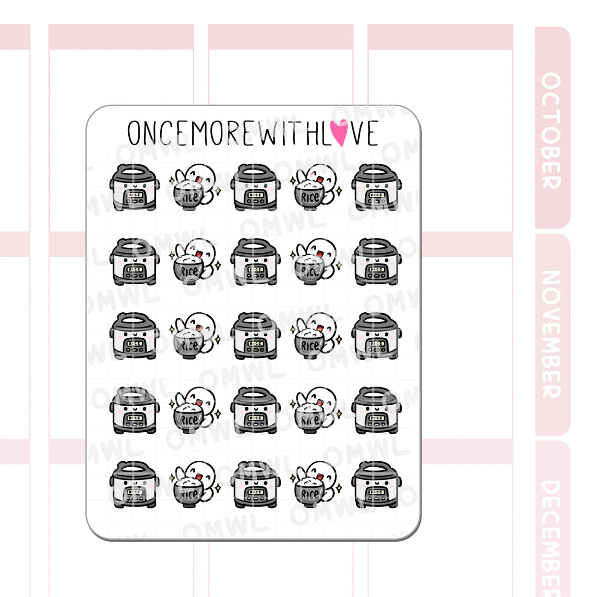 Once More With Love - M1516 Rice Lover Sticker Sheet
Can't live without rice! My mom used to call me a rice tub because I love rice so much hehe.
