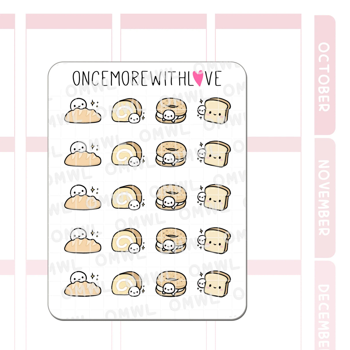 Once More With Love - M1520 Bread Lover Sticker Sheet
For the carb lovers! I can never say no to bread. My favourite are the ones from Chinese bakeries, they're soooo soft and fluffy!