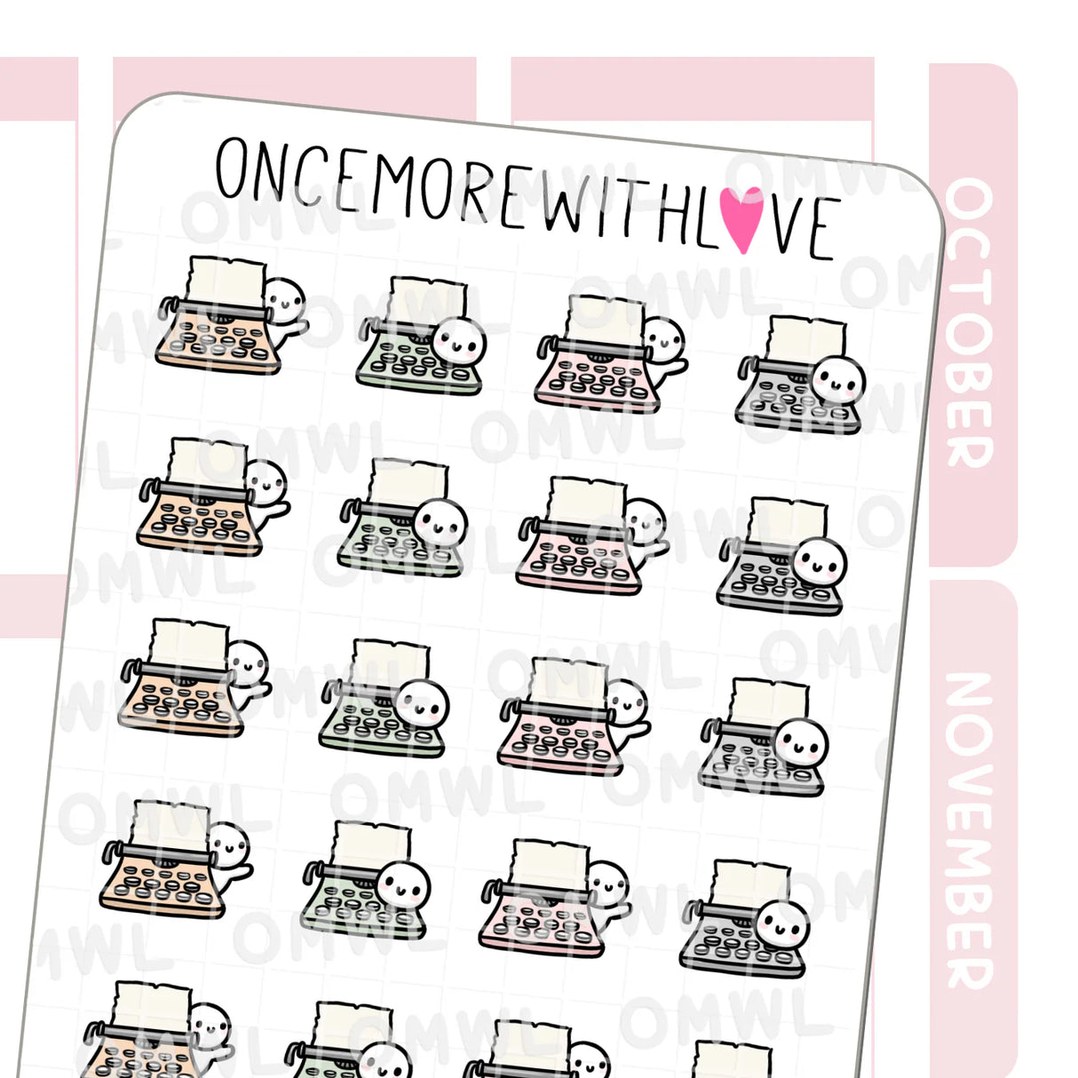 Once More With Love - M1538 Typewriter Munchkin Sticker Sheet
Cozy typewriter munchkin stickers perfect for planning, journaling, pen pal, writing sessions, or creative time!