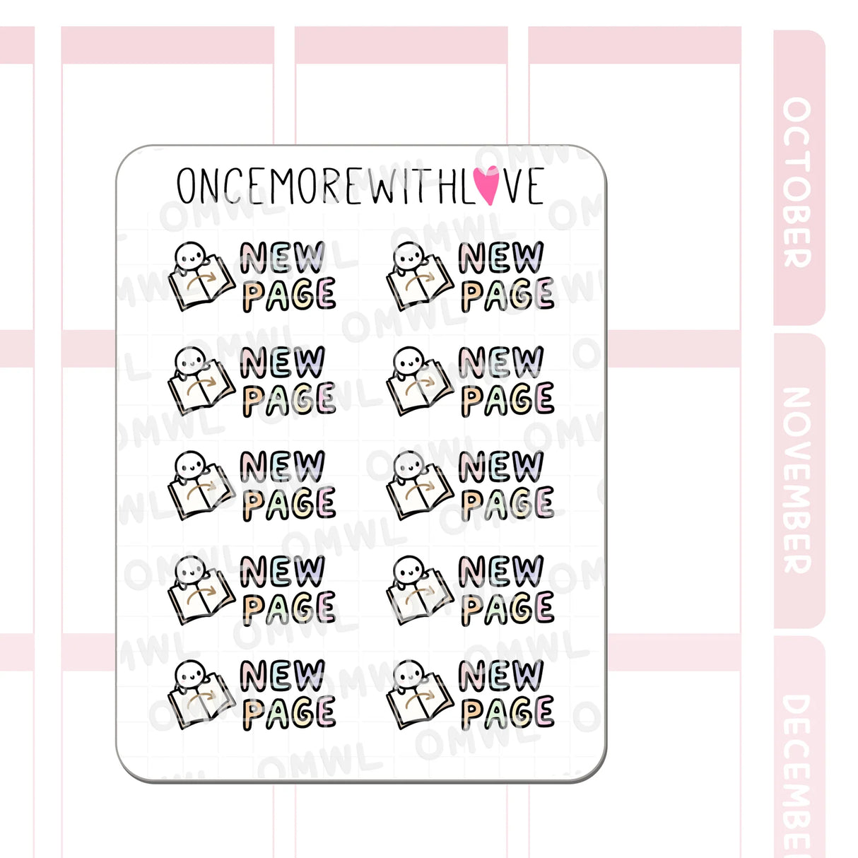 Once More With Love - M1541 Turn Over a New Page Sticker Sheet
Time to turn the page! Whether it's a new page for a book you are reading, or a new page of a journal or planning you are about to dive into, these munchkins can help you feel a sense of renewal.