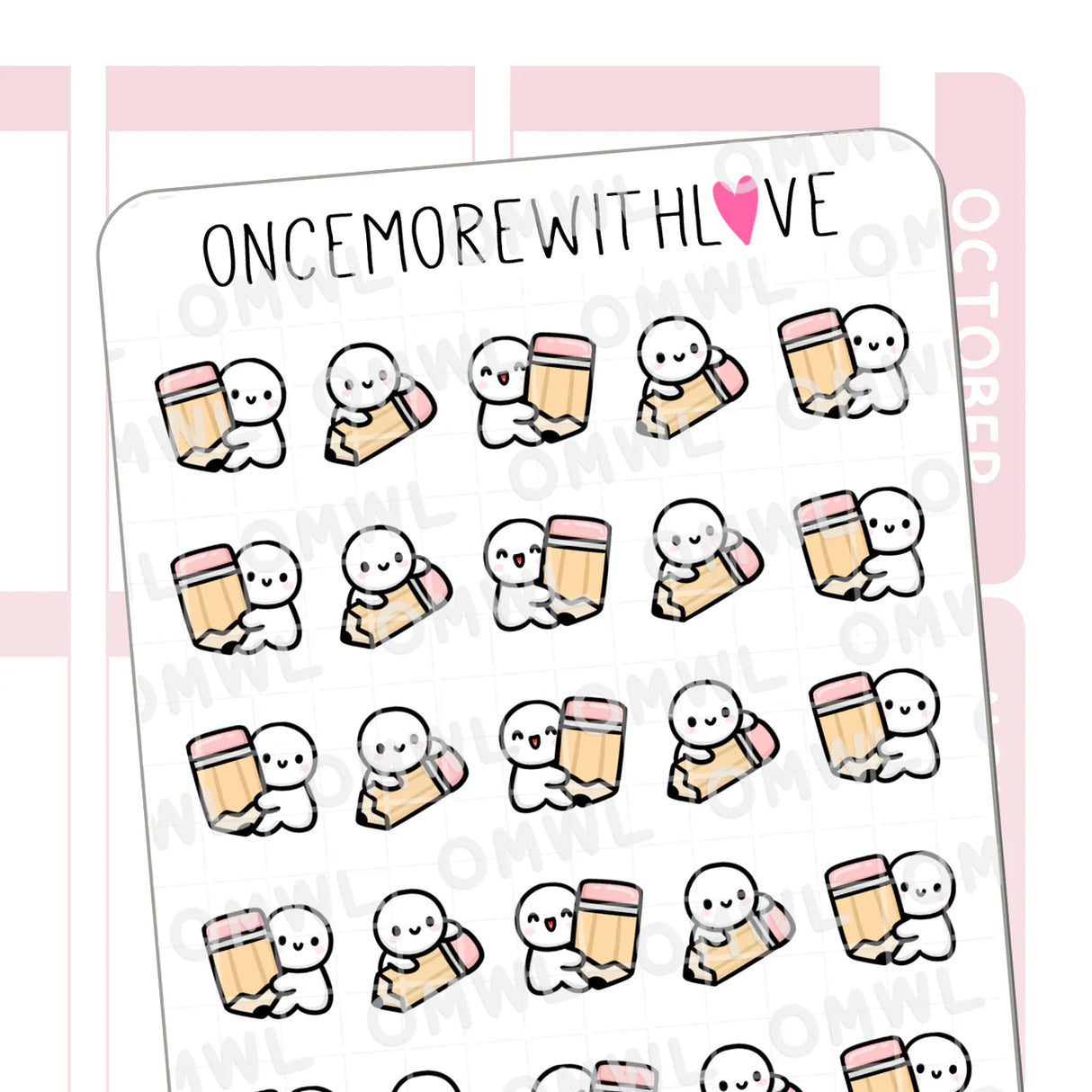 Once More With Love - M1543 Pencil Munchkins Sticker Sheet
Little munchkins and pencils! These are so easy to use for different purposes. For drawing, writing, journaling, planning, studying, etc!