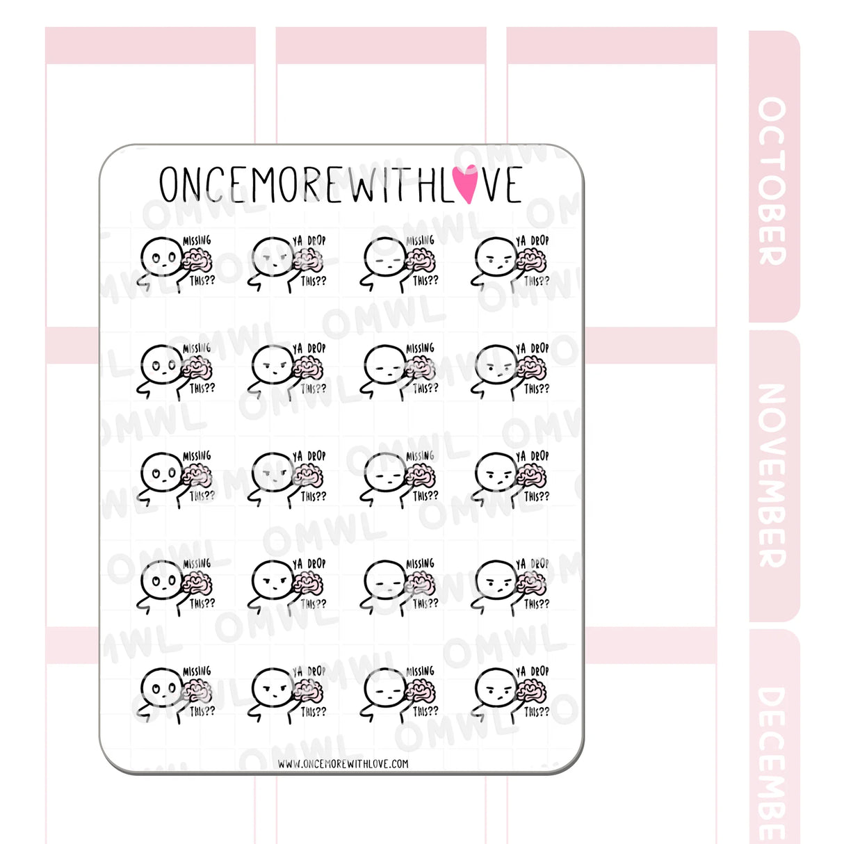 Once More With Love M857 Brainless Planner Sticker
When you have a day where your brain just isn't working! Or if you feel like someone else is doing something completely ridiculous... I feel this way when I read the news or see comment sections online and I just wonder- who the heck are these people and where are their brains?!