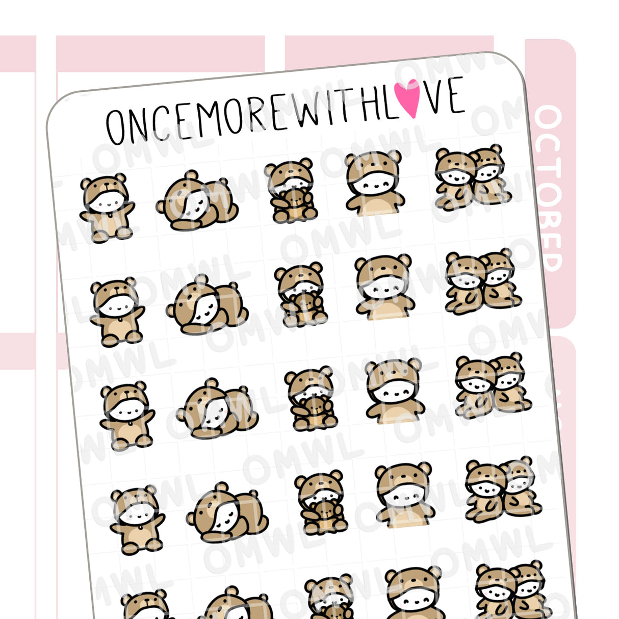 Once More With Love - M719 Teddy Bear Sticker Sheet
