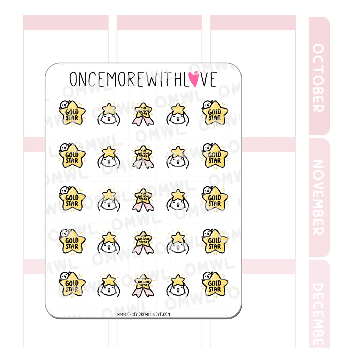 Once More With Love - M1030 Gold Star Sticker Sheet