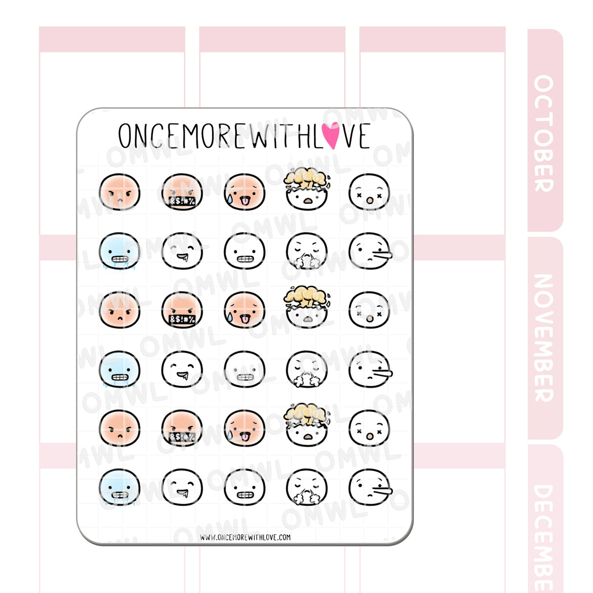 Once More With Love - M729 Munchkin Emojis Pt. 6 Sticker Sheet