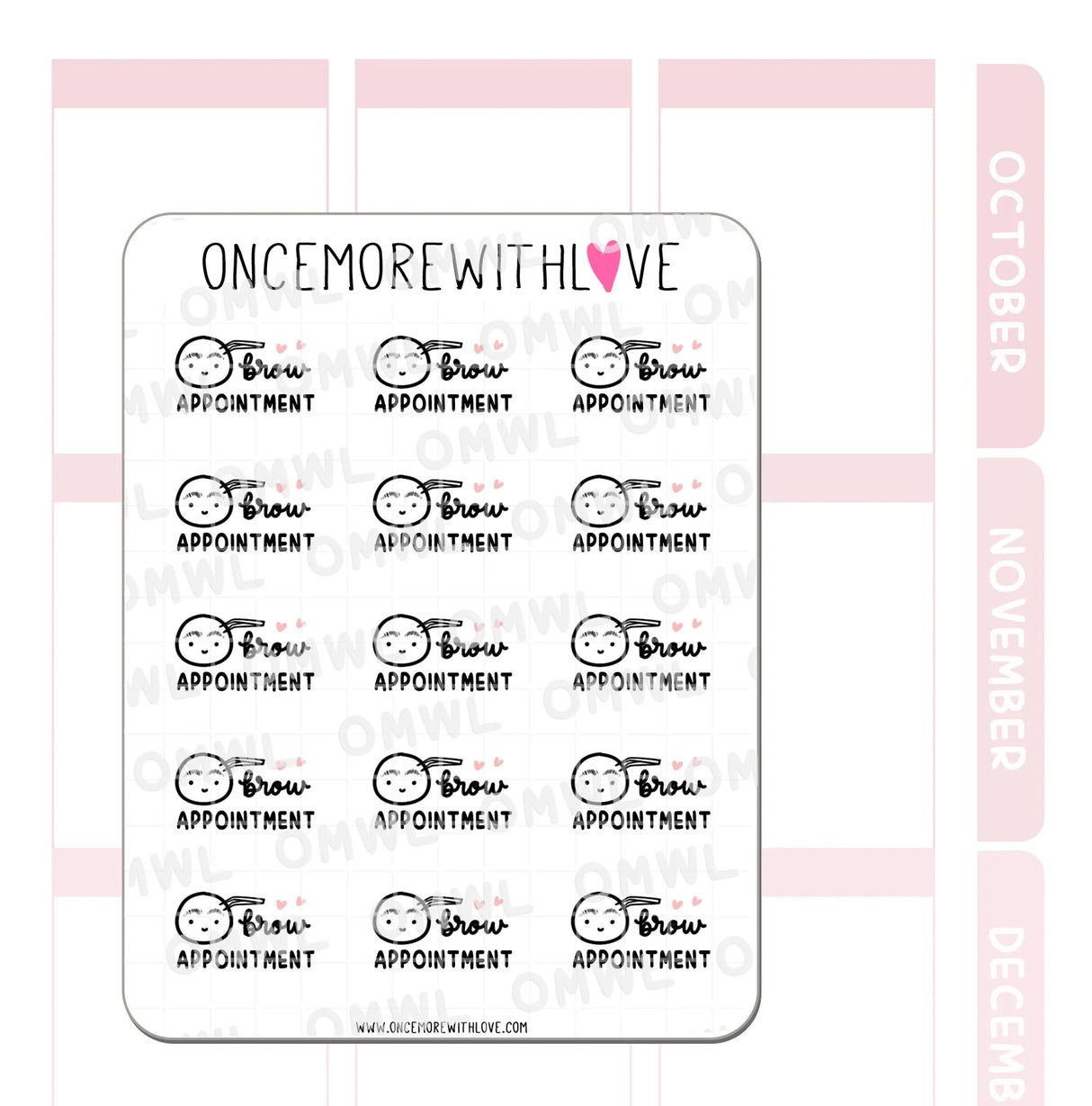 M1117 Brow Appointment Sticker Sheet