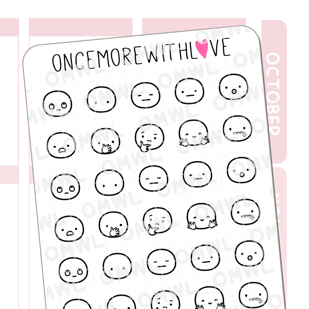 Once More With Love - M730 Munchkin Emojis Pt. 7 Sticker Sheet