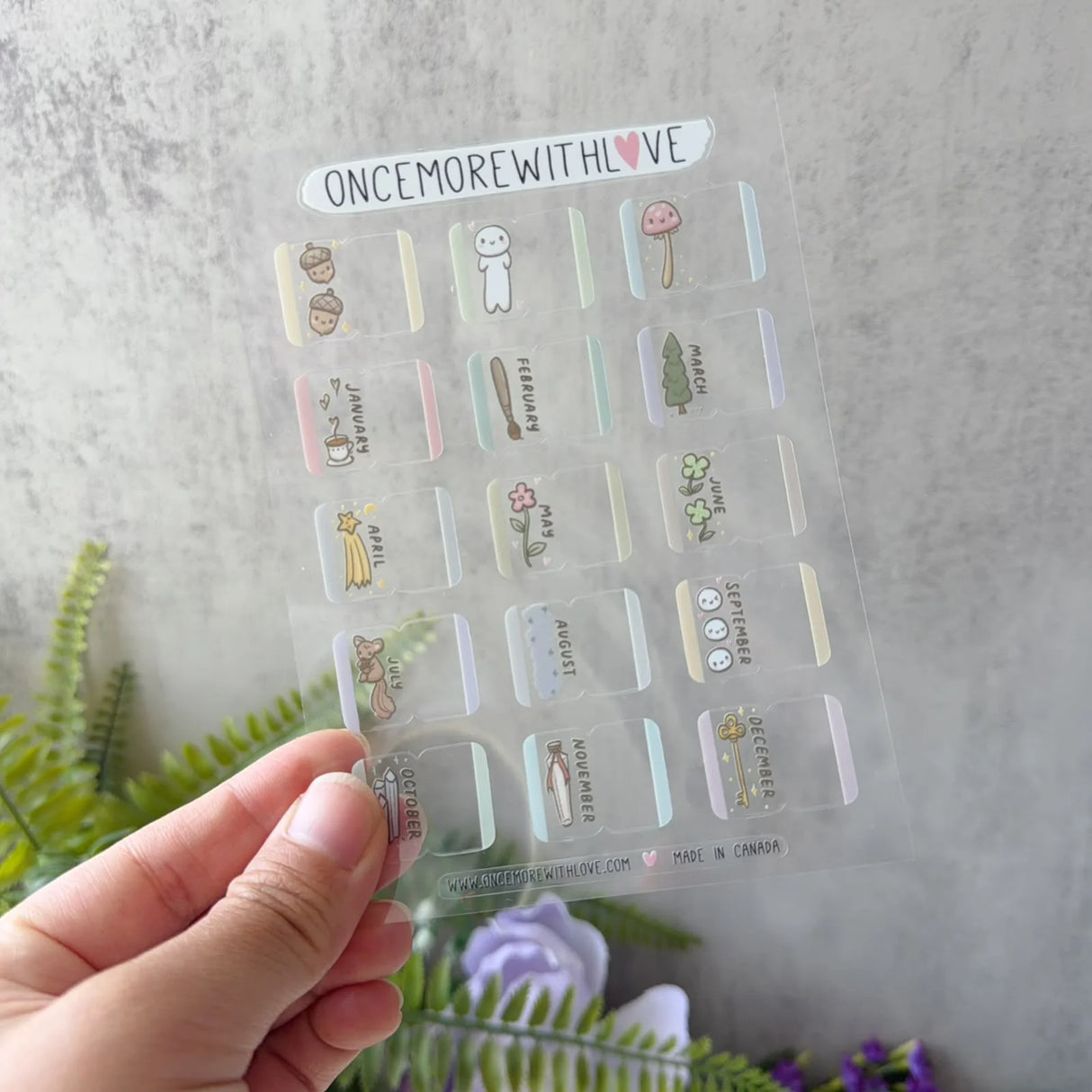 New monthly tabs for labeling your planner!
SIZE: 4" x 5.5"
COLOUR: White or Clear
MATERIAL: Vinyl/Pet Back