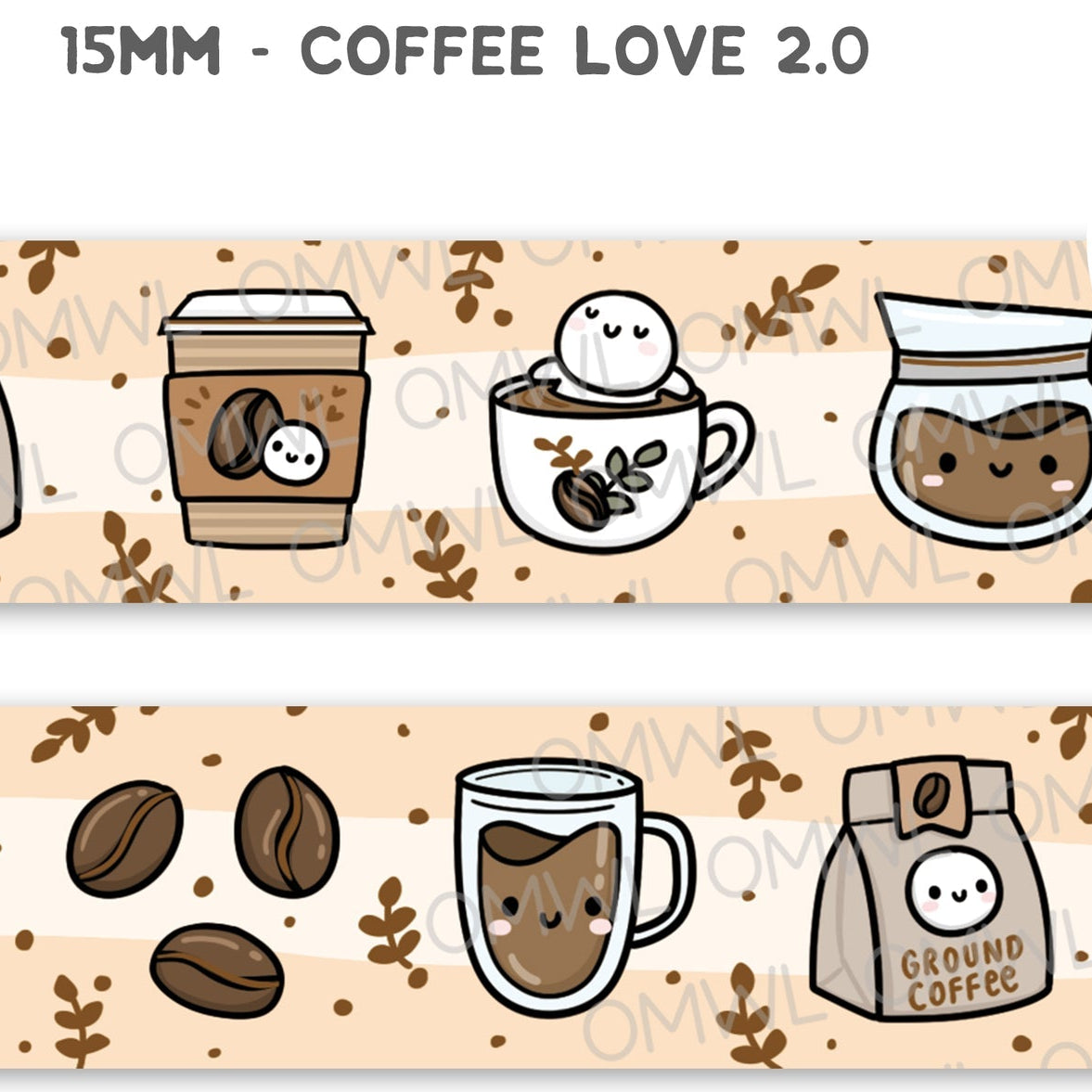 Once More With Love Washi Tape - Coffee Love 2.0 + Brown Foil
Another highly requested washi tape back with a tiny foil change!
WHAT YOU RECEIVE:
1 roll of exclusively designed washi tape by Once More With Love
These washi tapes are great for decorating your munchkin planner spreads or for creating cards, scrapbook pages, or journals :)
Washi tapes come shrink wrapped. No other packaging provided!
SIZE: 10mm x 10m
MATERIAL: washi tape