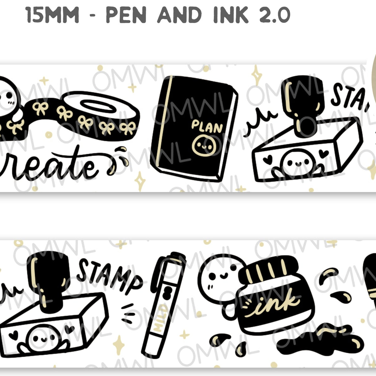 Once More With Love Washi Tape - Pen and Ink 2.0 + Matte Gold
The perfect washi tape for all crafters and stationery lovers!
WHAT YOU RECEIVE:
1 roll of exclusively designed washi tape by Once More With Love
These washi tapes are great for decorating your munchkin planner spreads or for creating cards, scrapbook pages, or journals :)
Washi tapes come shrink wrapped. No other packaging provided!
SIZE: 10mm x 10m
MATERIAL: washi tape
