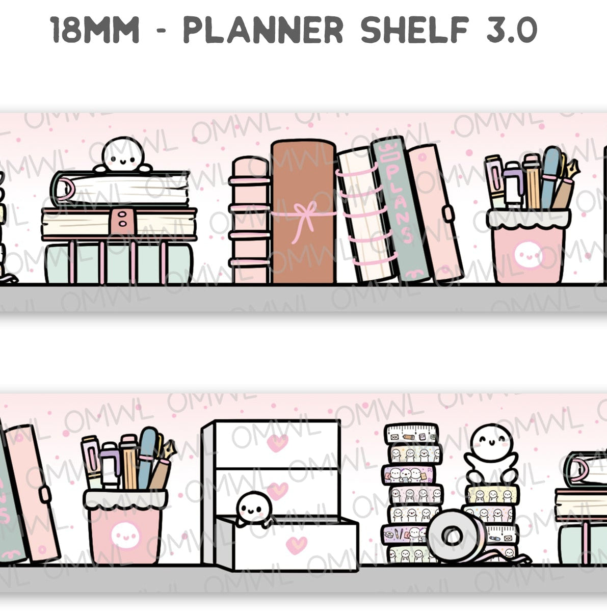Once More With Love Washi Tape - Planner Shelf 3.0 + Pink Foil
One of my favourite designs, and now with ombre pink background and pink foil!
WHAT YOU RECEIVE:
1 roll of exclusively designed washi tape by Once More With Love
These washi tapes are great for decorating your munchkin planner spreads or for creating cards, scrapbook pages, or journals :)
Washi tapes come shrink wrapped. No other packaging provided!
SIZE: 15mm x 10m
MATERIAL: washi tape