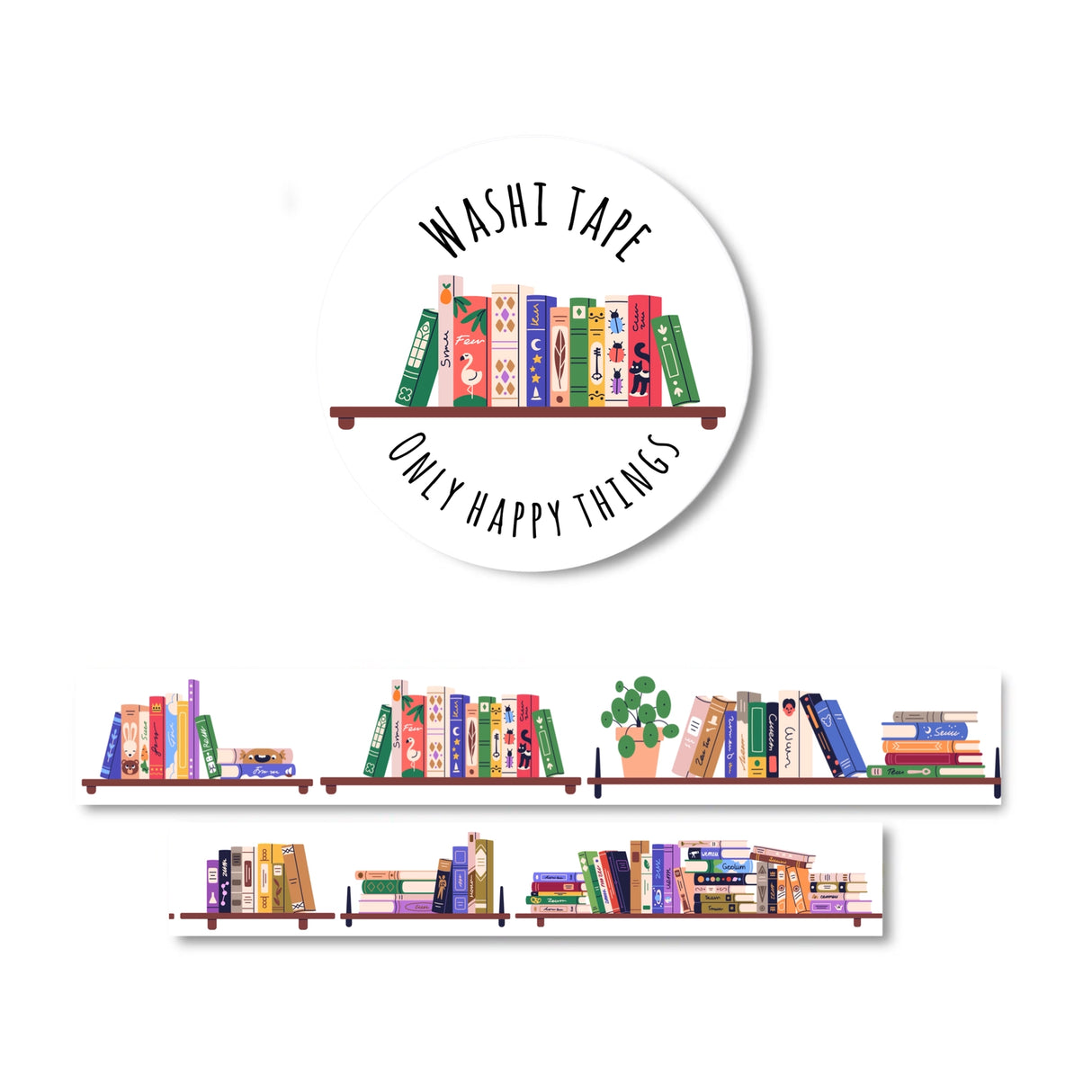 Only Happy Things Stationery- Bookshelves Washi Tape