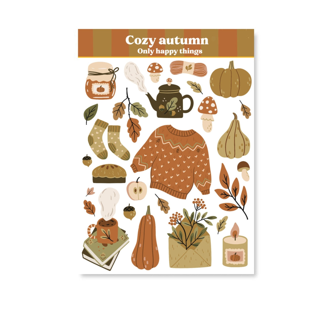 Only Happy Things Stationery - Cozy Autumn A6 Sticker Sheet