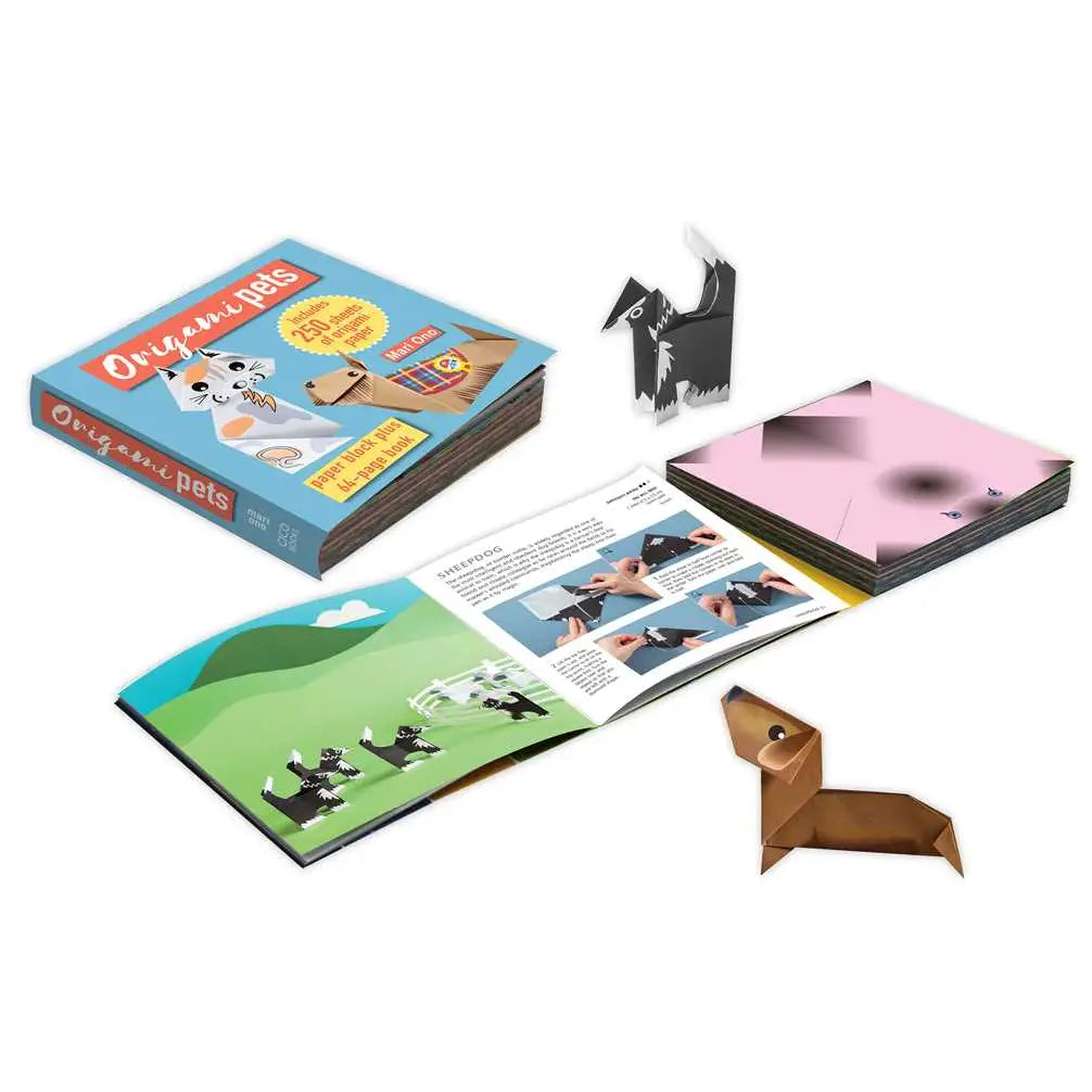 Create all the pets you have ever wanted with these wonderful projects.
Enjoy 250 sheets of specially designed printed paper and a 64-page instruction book that guides you step by step through 15 wonderful animal paper projects, from a delightful dachshund to a cuddly hamster, and even a perfect Persian cat. These friendly animals can be used as lovely gifts to give to friends or as unique decorations to leave throughout the house! Origami is also known to help encourage connectedness, awareness and improv