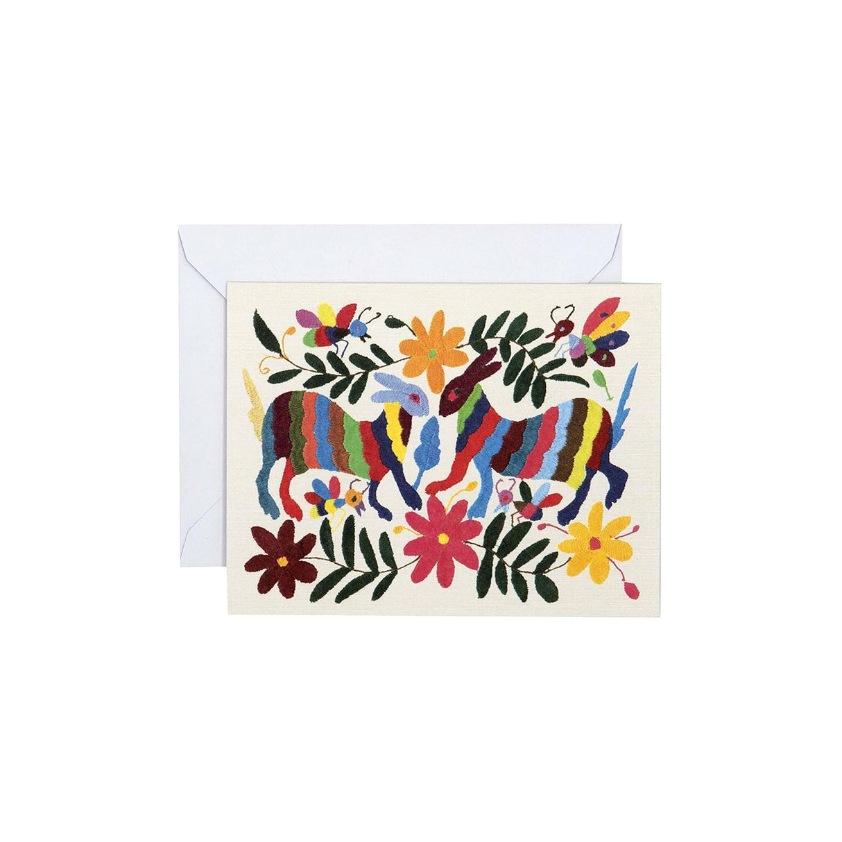 Celebrate the bold, modern, and colorful art of the Otomi in the Otomi Notecards. Vibrant patterns leap off the page with fully embossed designs that mimic the raised texture of the traditional embroidery of the Otomi people, who are indigenous to central Mexico. A perfect all-occasion set, Otomi Notecards includes four stunning designs paired with four different envelopes, each with a flash of color inside, and a historical description of Otomi embroidery.