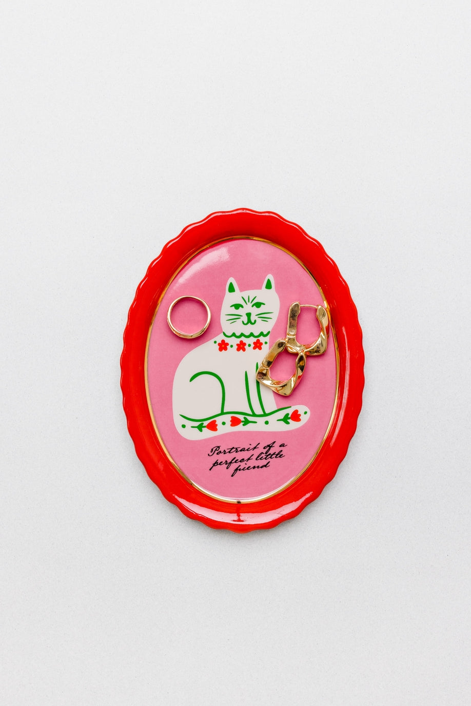 Ban.do Oval Trinket Tray - Cat Portrait