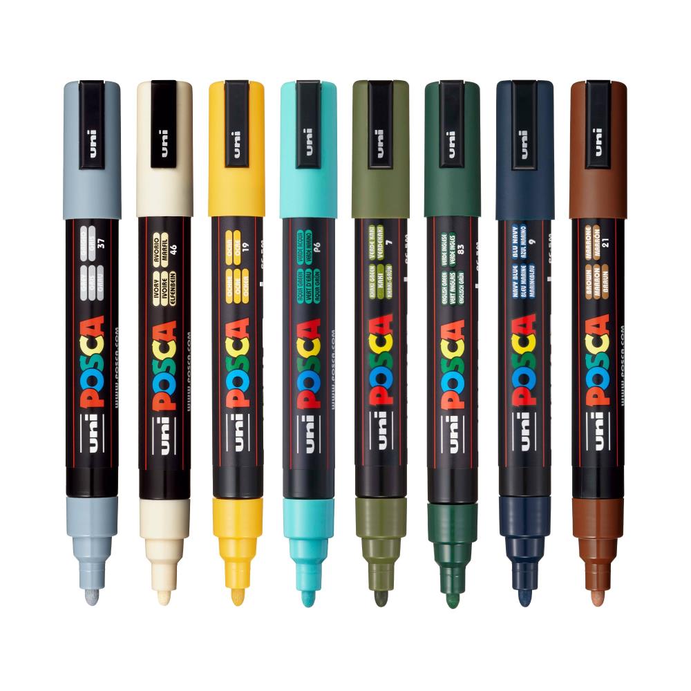 Marcador de pintura POSCA de 8 colores PC-5M en tonos tierra
