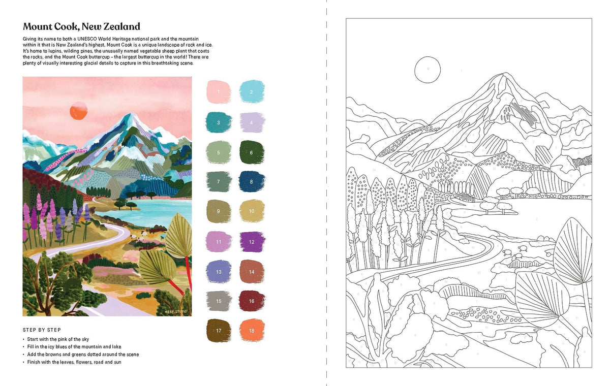 Paint By Numbers: Art Escapes
Escape into creativity with Paint by Numbers: Art Escapes, a beautifully designed adult paint by numbers and colouring book created to help you relax, unwind, and create impressive artwork with ease. Featuring 20 detailed landscape scenes by artist Rhi James of Hebe Studio, this interactive book guides you step by step, making it ideal for beginners and experienced artists alike.
Product Features:
20 Scenic Landscape Designs: Includes a variety of inspiring scenes such as m