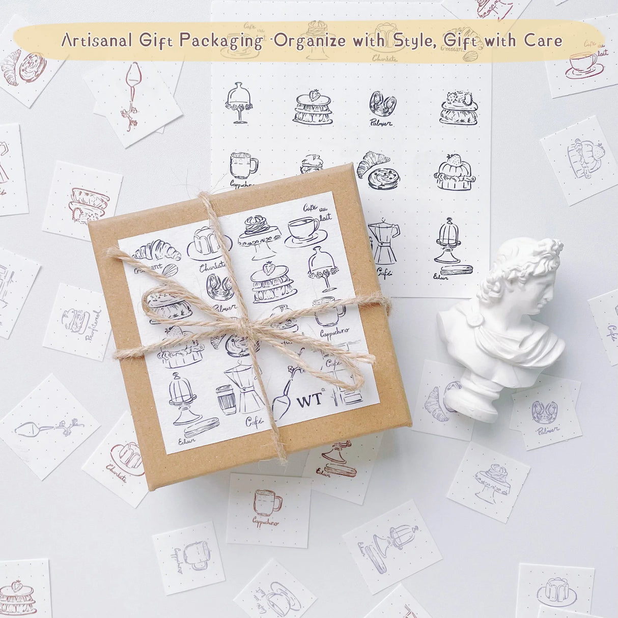 Hey, coffee lovers! This fun stamp set has all sorts of cute sketches featuring your favorite café goodies—tasty pastries, cozy coffee cups, and sweet treats! Whether you’re sprucing up your planner, making personalized cards, or just having fun with your scrapbook, these stamps are perfect for adding a delicious touch of Paris to everything you create. So grab some ink and start stamping your way to a little piece of Paris right at home! Enjoy the sweet vibes!