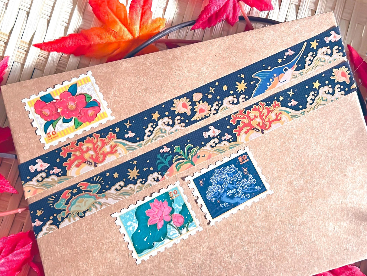 Pegushi Gold Foil Sea Washi Tape