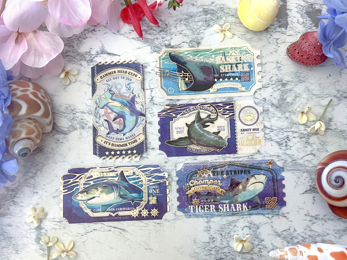 Pegushi Gold Foil Sharks Washi Tape