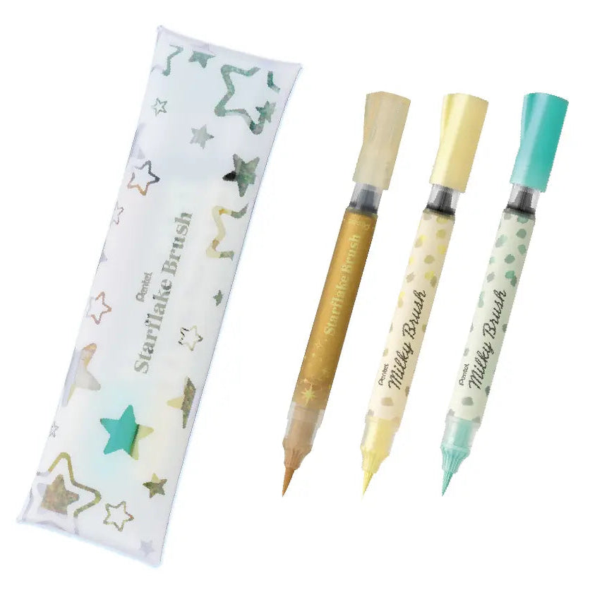 This is a limited edition starter set that combines the original multi-case with one color of Starflake Blush and two colors of "Milky Blush". It also comes with a leaflet with tips and examples for color matching.
Starflake Blush Glitter-only brush pen
The base ink is colorless and transparent, so you can draw on top of text and illustrations. In addition, by layering the glitter, it is easy to adjust the amount of glitter, allowing you to freely create your desired level of brilliance.