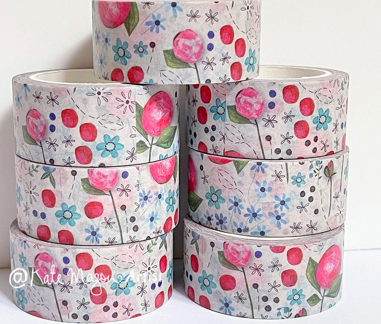 Cinta washi con flores de peonía