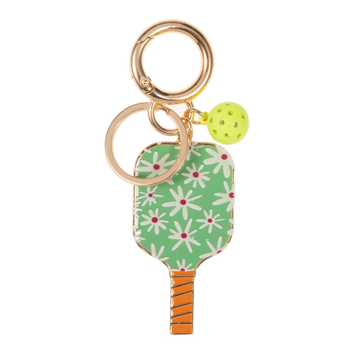 Juego de Pickleball con llavero esmaltado con estampado de flores