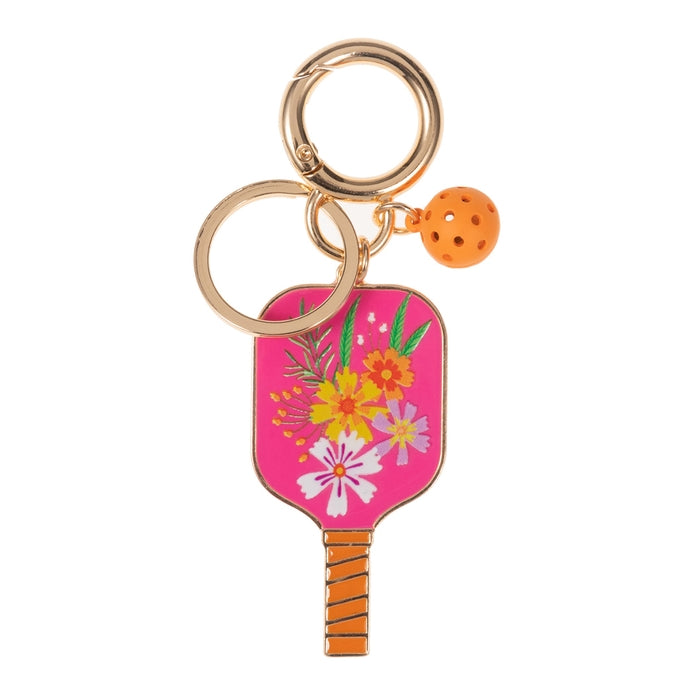 Juego de Pickleball con llavero esmaltado con estampado de flores
