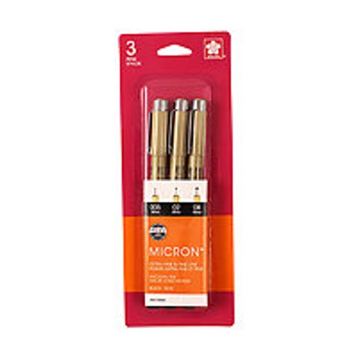 Juego de bolígrafos Pigma Micron de tinta negra (005, 02, 08)