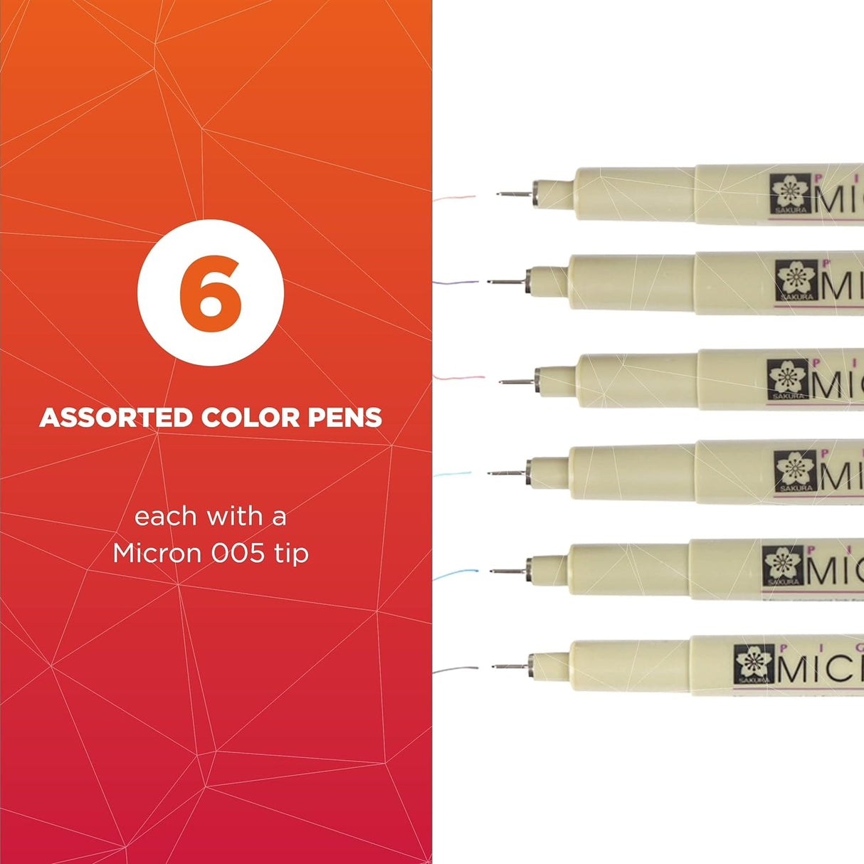 Bolígrafos Sakura Pigma Micron 005, 0,2 mm, paquete de 6