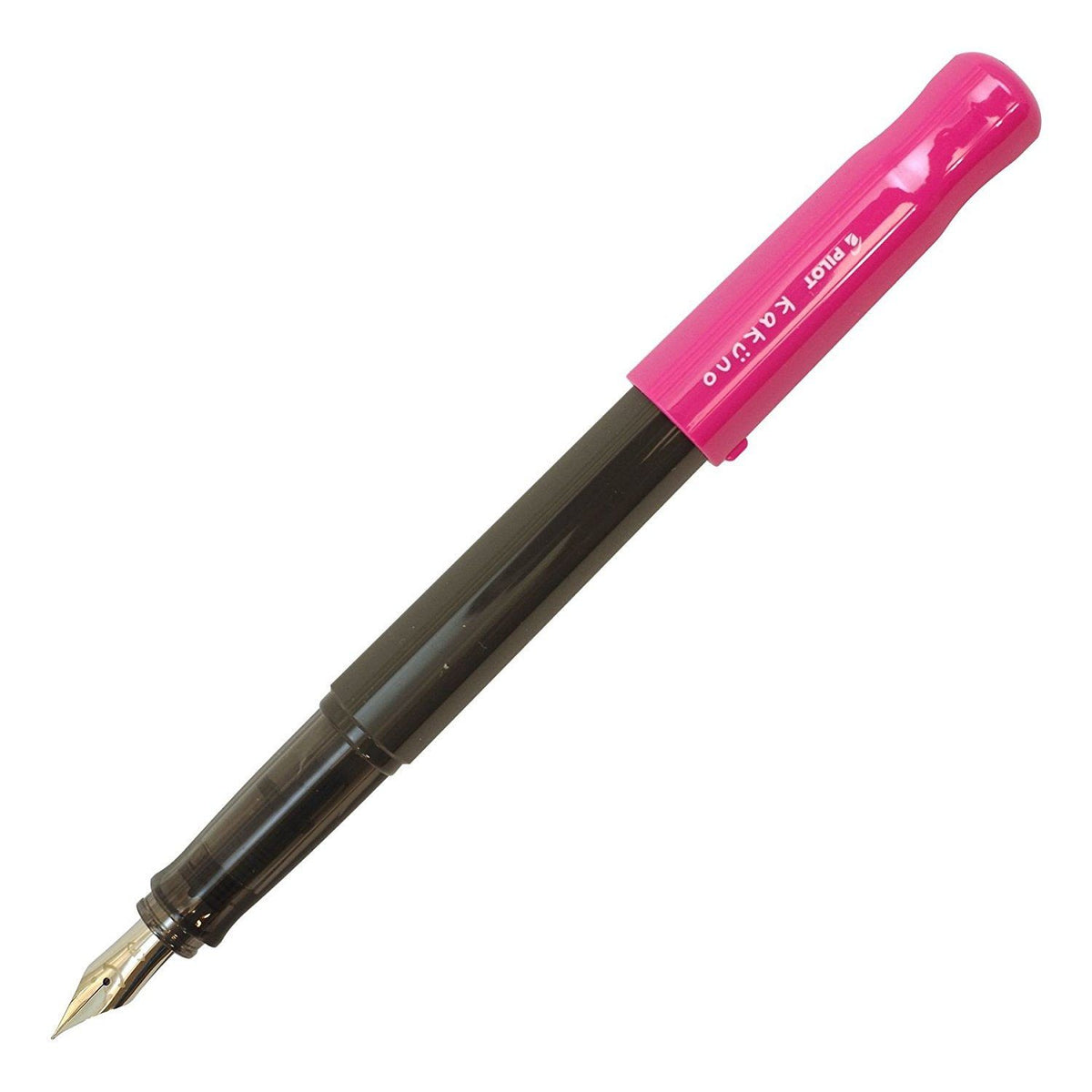 Pilot Kakuno Fountain Pen - Black Pink
Kakuno is a delightful, new fountain pen that is ideal for both first time fountain pen users and experienced writers. Everyone can enjoy writing with a Kakuno fountain pen. "Kakuno" means "to write" in Japanese, and that's just what this pen helps users to do by featuring an appealing smiley face on the nib, when oriented upward, ensures perfect nib orientation.
Novices will soon be on their way to becoming seasoned fountain pen users, and seasoned users will enjoy