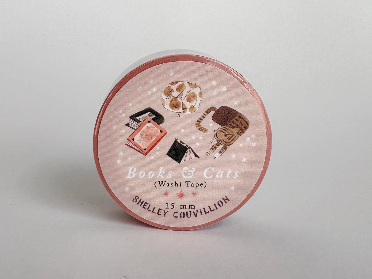 This is the delightful Pink Books And Cats Washi Tape! Measuring 15mm in width, this tape is the purr-fect addition to your crafting collection.
Designed with adorable illustrations which were created for Reading In Public Bookstore, this tape is a must-have for any book and cat lover.