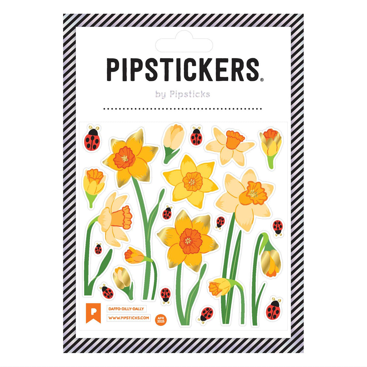 Pipsticks - Daffo-Dilly-Dally Sticker Sheet
PipStickers are the PERFECT gift for the sticker lover in your life - even if it's you! These unique PVC designs with holograghic gold foil accents come on a clear backing and cannot be found anywhere else.
Includes one 4'' x 4'' sheet of Daffo-Dilly-Dally PipStickers and includes the Pipsticks manifesto.