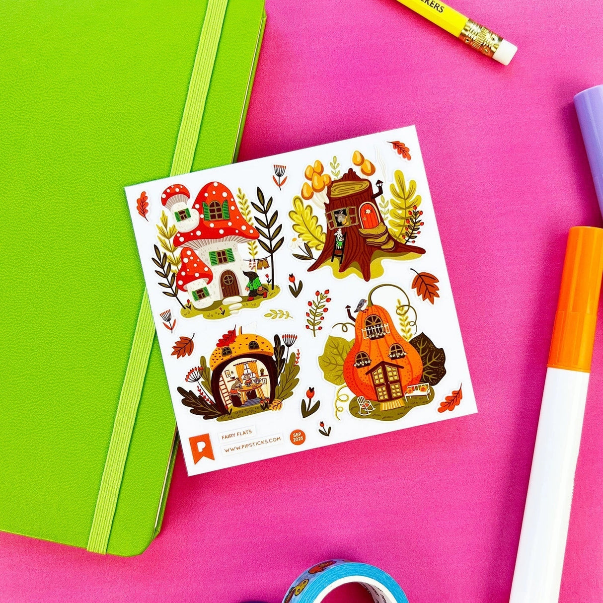 Pipsticks - Fairy Flats Sticker Sheet
PipStickers are the PERFECT gift for the sticker lover in your life - even if it's you! These unique PVC designs come on a clear backing and cannot be found anywhere else.
Includes one 4" x 4" sheet of Fairy Flats PipStickers and includes the Pipsticks manifesto.