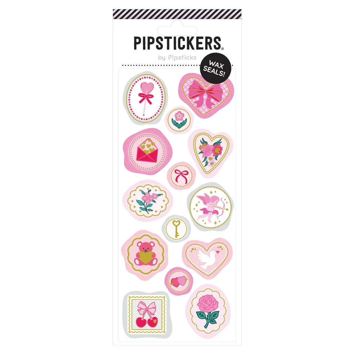 Add an extra bit of fun to your snail mail, invitations, thank you cards, gift tags, scrapbook or craft project! Wax Seal stickers look as cool as the real thing - without the mess! Just peel & stick - that's all!
Includes one 3" x 7" sheet of Seal Of Love Pipstickers.