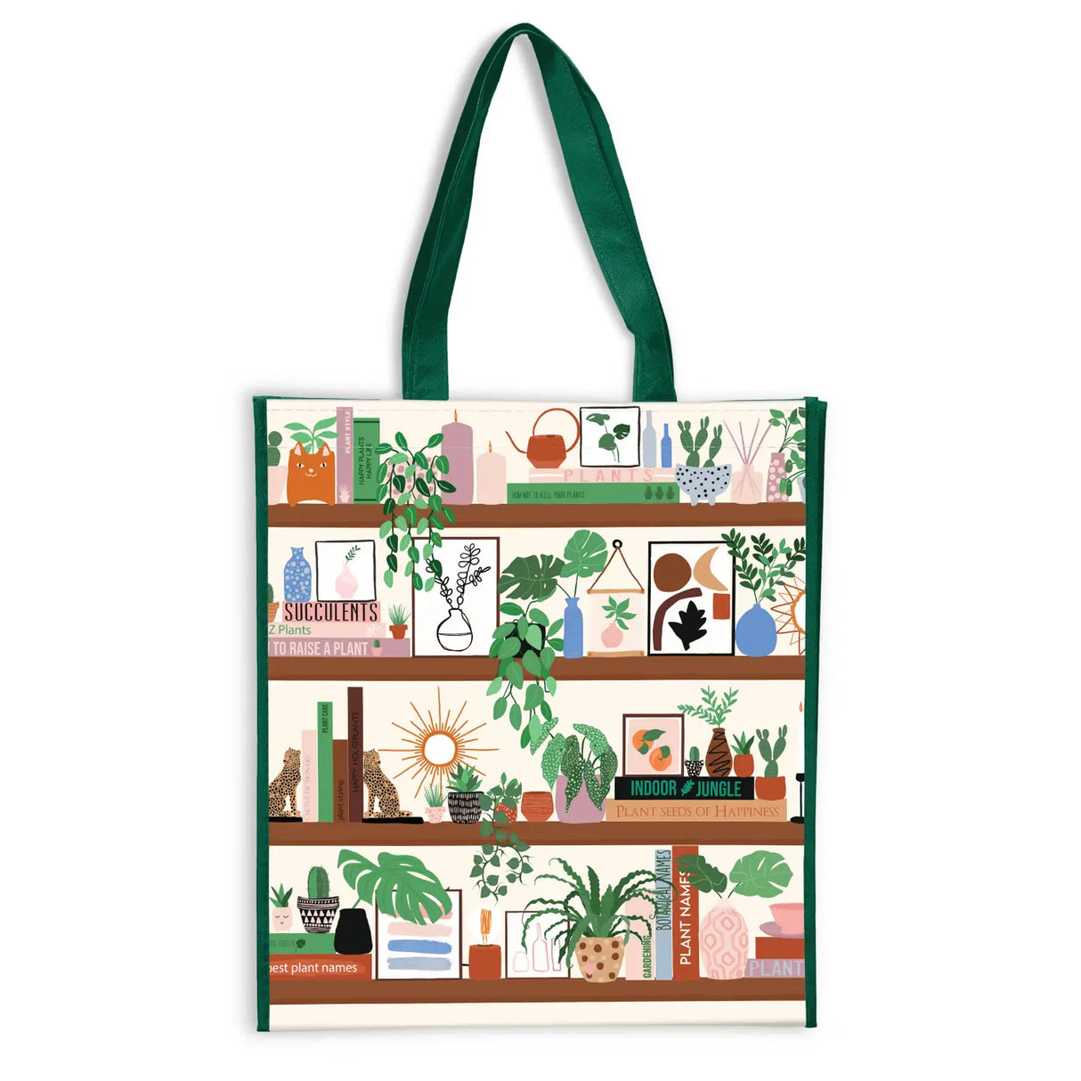 Our new Plant Shelfie reusable shopping bag features our bestselling puzzle print of the plant obsessed home dweller while being stylish and eco-friendly. The bag is also spacious and roomy, with plenty of space to hold all your essentials. It's also lightweight and easy to carry, making it perfect for everyday use. This unique shopping bag is a great way to show off your style while also doing your part for the environment.