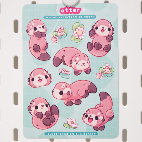 Playful Otter Vinyl Sticker Sheet (Brown)