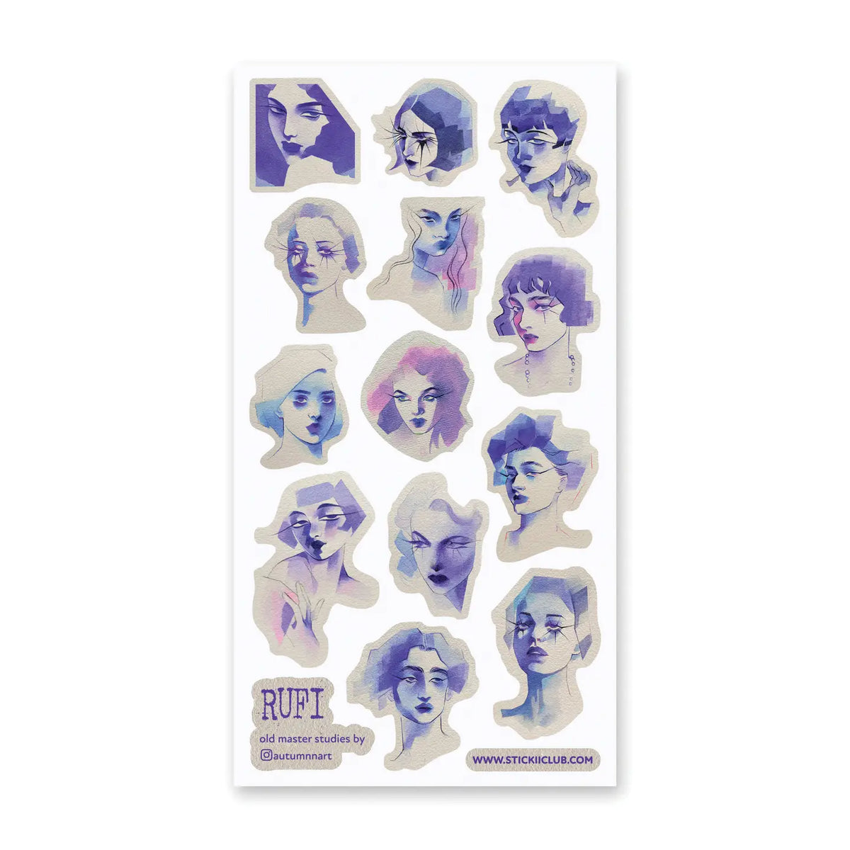 🎨💙 A study in blue, but never one-note! @artofrufi reimagines old master portrait studies with dreamy watercolor washes, striking expressions, and a palette of indigo, violet, and icy blue that gives us those moody dolce vita vibes. These faces feel like they stepped out of an art museum and straight into a technicolor daydream on the Amalfi coast! Art by: @artofrufi
Top Coating: None
Adhesive Layer: Paper
Backing Layer: Clear PET
6.69" x 3.54".
Weight - 0.03lbs
1 sheet included