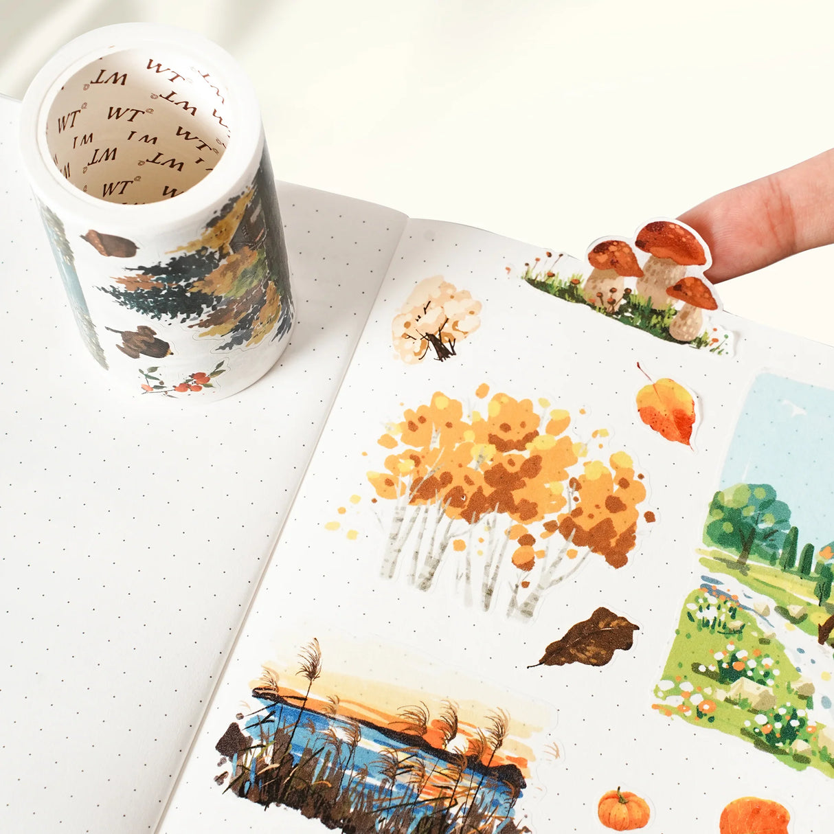 Celebrate autumn’s vibrant palette with Amber Leaves Wide Washi/PET Tape. From golden yellows to rustic reds and deep browns, the watercolor designs capture the essence of a crisp Fall day. Complete with poetic quotes, each pre-cut piece makes your pages effortlessly beautiful.
Brand: WT ( The Washi Tape Shop)
Material: PET Clear Tape
Pre-cut PET Tape
Size: 65mm×5m
Design Loop: 100cm
Material: PET Clear Tape