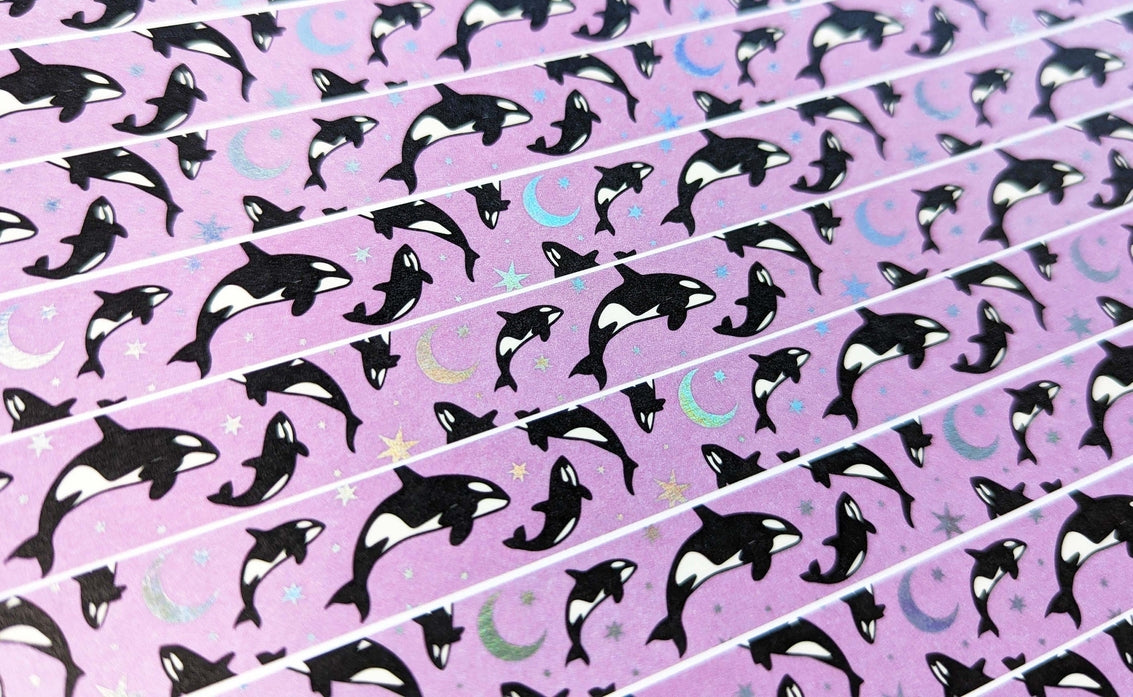 Cinta washi con orcas moradas