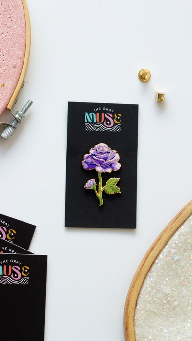 Purple Rose Enamel Pin