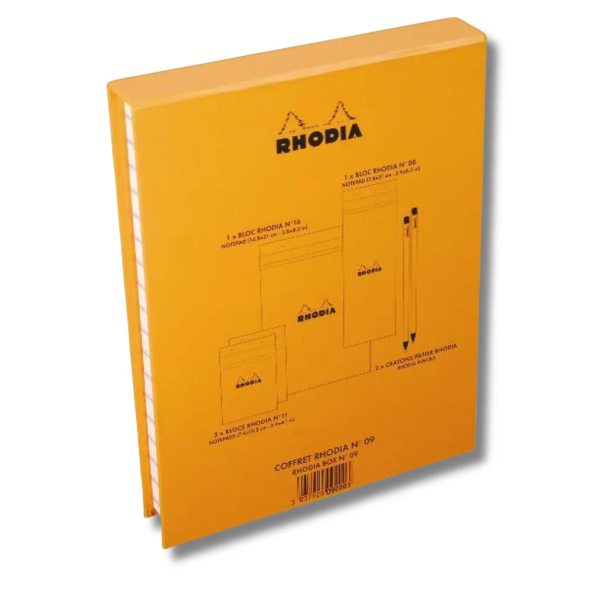 The Rhodia Treasure Box craftly mimics our iconic orange pad and includes the following:
Four Classic Orange pads with graph grid paper
1 BLOC N°8 Notepad (2.9 x 8.3")
2 BLOC N°11 Notepads (2.9 x 4.1")
1 BLOC N°16 Notepad (5.8 x 8.3")
Two orange Rhodia pencils
This is the perfect gift or set to keep for yourself!