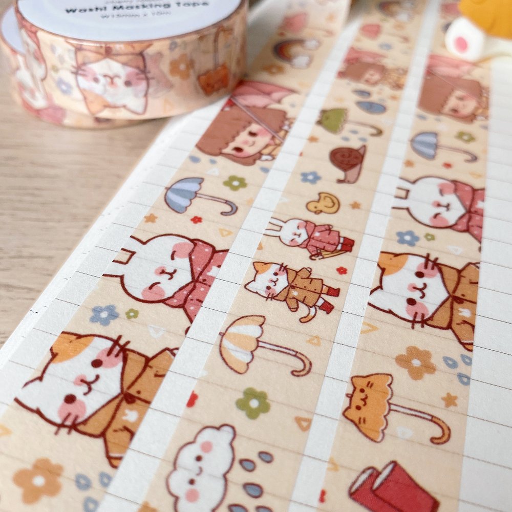 Cherry Rabbit Rainy Days Washi Tape