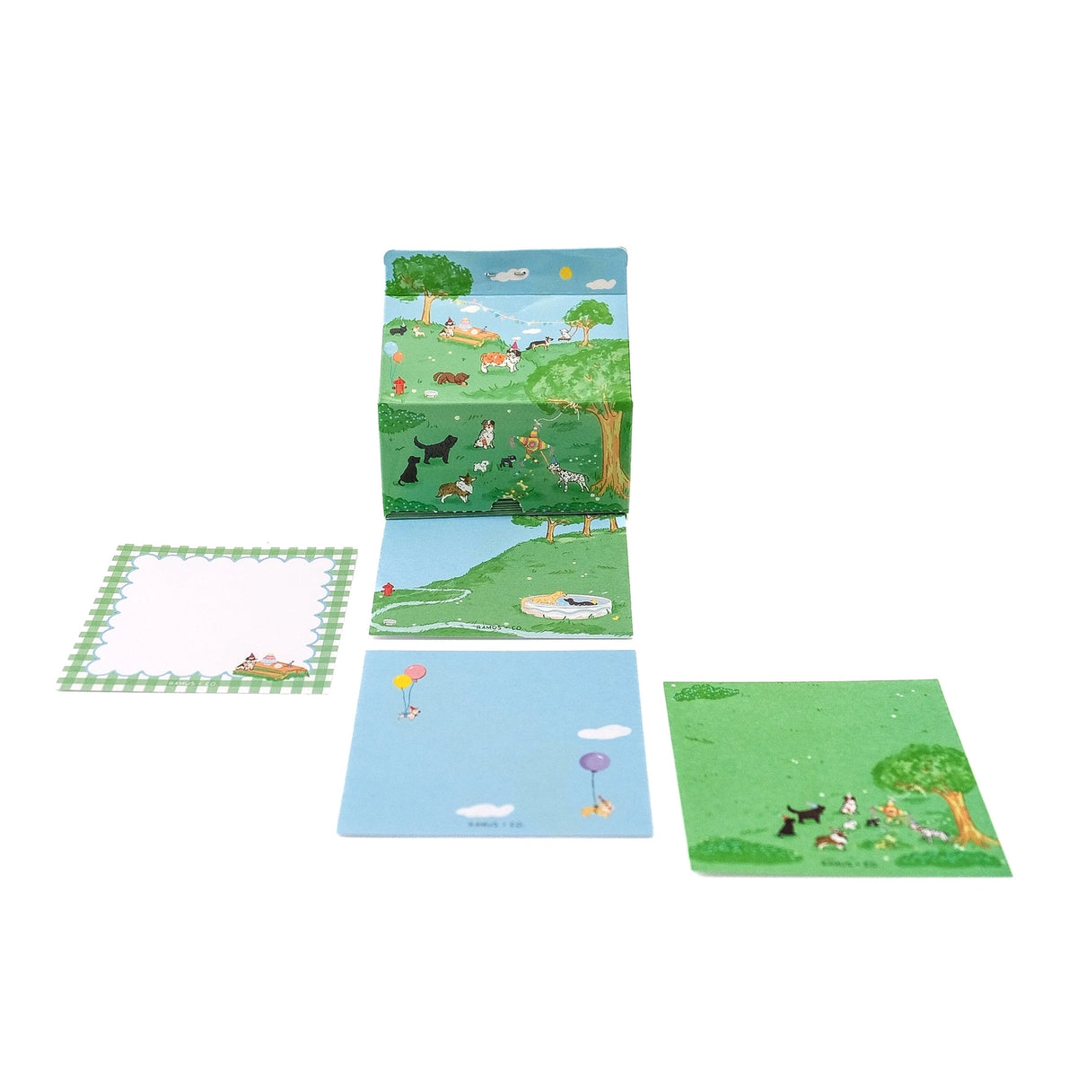 Ramus & Co. - Doggy Days Note Carton
Fresh notes, served daily! This Ramus & Co. mini carton comes filled with 200 handy 3×3 inch paper notes (in four different designs!), perfect for quick lists, messages, and bright ideas.
Simply remove the perforated door on the front for quick access whenever inspiration strikes. Equal parts practical and gift-able, it’s a cheerful addition to any desk, kitchen counter, or workspace!
4 x 4 inch note carton holder
(200) 3 x 3 inch paper notes
4 unique note des